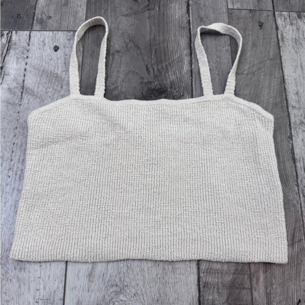 Madewell Halstead Square-Neck Sweater Cropped Tank Grey Medium